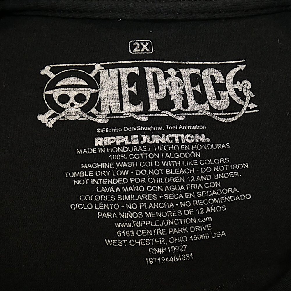 Ripple Junction One Piece Luffy Anime Graphic Tee Black 2X - Picture 5 of 5